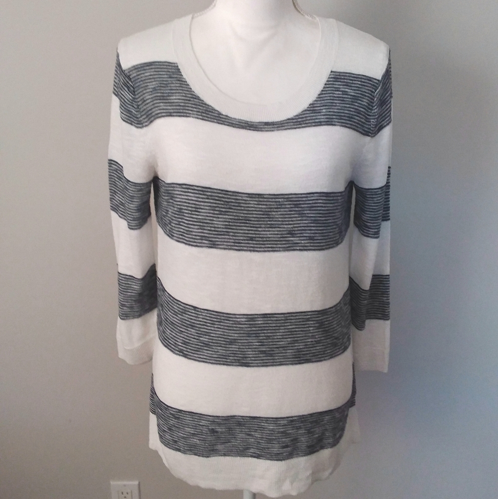 Gap Black and White Stripe Sweater Top
